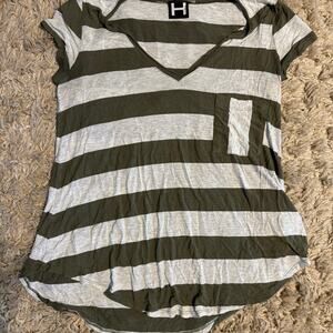Striped green gray women’s shirt size small